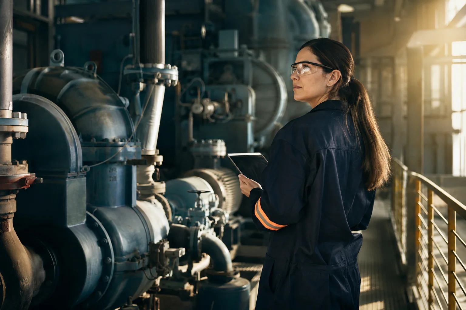 Maintenance team working in an industrial environment, illustrative photography